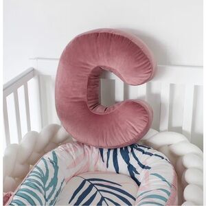 Velvet Letter 'C' Decorative Pillow - Dusty Rose